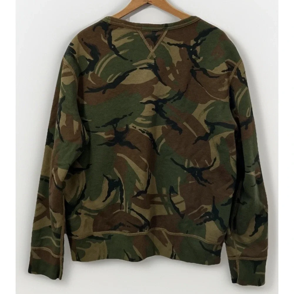 Mens Polo Ralph Lauren Big Logo Spell‎ Out Camo Fleece Sweatshirt Rare Med